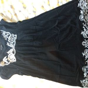 Black White embroidered coverup/tunic/short dress